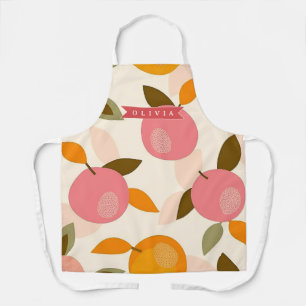Personalized Peach Pattern Cute Retro Summer Apron