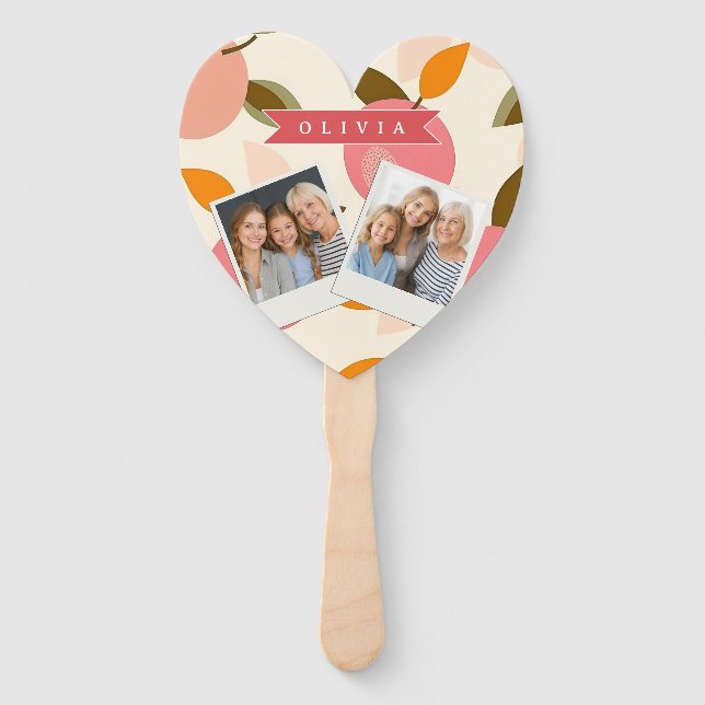 Personalized Peach Pattern Cute Retro Summer Hand Fan (Front)