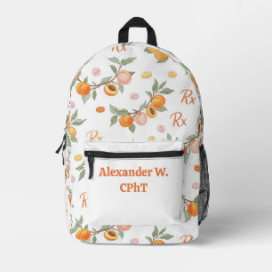 Personalized Peaches, Apricots & RX Pharmacy Printed Backpack