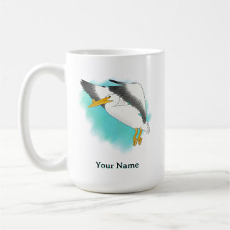Personalized Pelican with Blue Background Coffee Mug