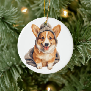 Personalized Pembroke Welsh Corgi Dog Art Ceramic Tree Decoration
