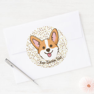 Personalized Pembroke Welsh Corgi Puppy Dog Stars Classic Round Sticker