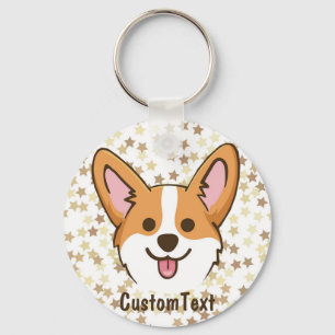 Personalized Pembroke Welsh Corgi Puppy Dog Stars Key Ring
