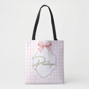 Personalized Penelope Baby Girl Nursery Gingham  Tote Bag