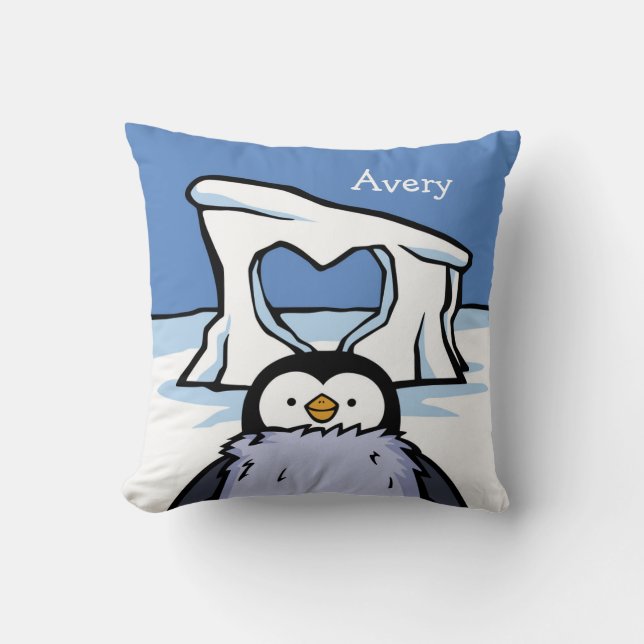 Personalized Penguin Chick Heart Cushion (Front)