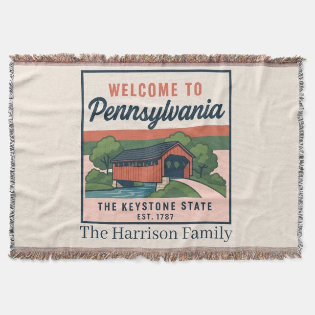 Personalized Pennsylvania Throw Blanket (Front)
