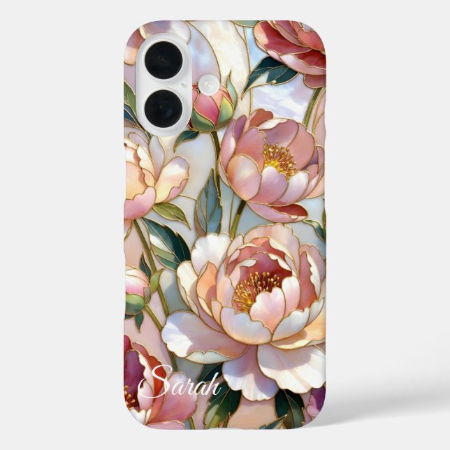 Personalized Peony Floral Phone Case Pink (Back)