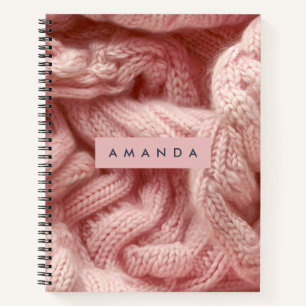 Personalized Personalized Pink Cable Knit Notebook