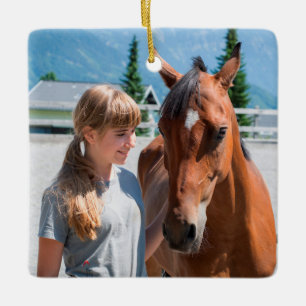 Personalized Pet Best Horse Ever Photo Ceramic Ornament