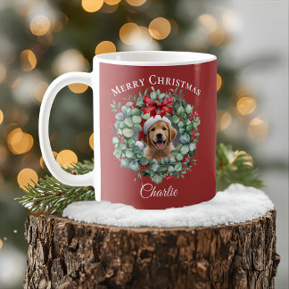 Personalized Pet Christmas Mug with Wreath & Name