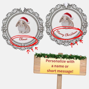 Personalized Pet Christmas Ornament Card – Silver