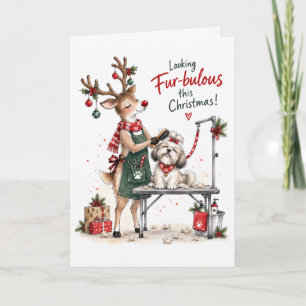 Personalized Pet Groomer Christmas Card for Client
