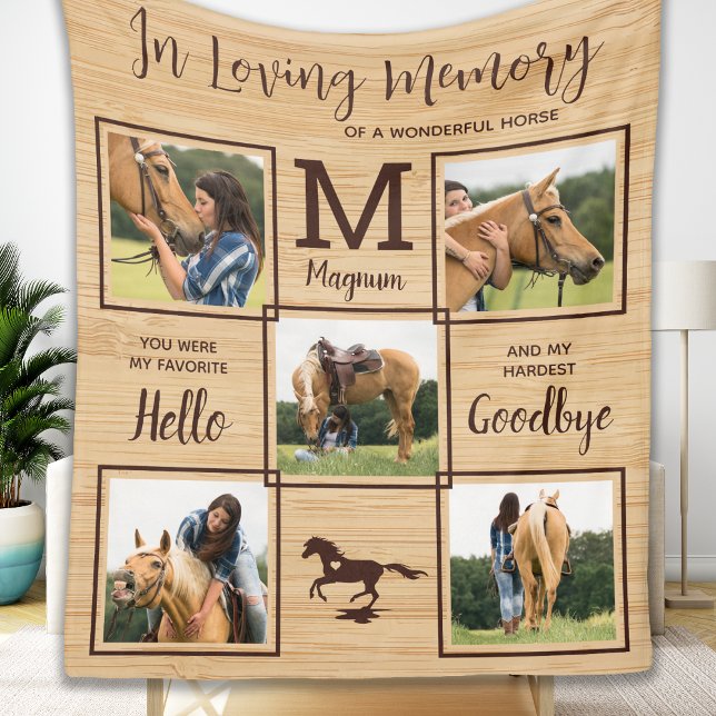 Personalized Pet Horse In Loving Memory Memorial Fleece Blanket (Creator Uploaded)