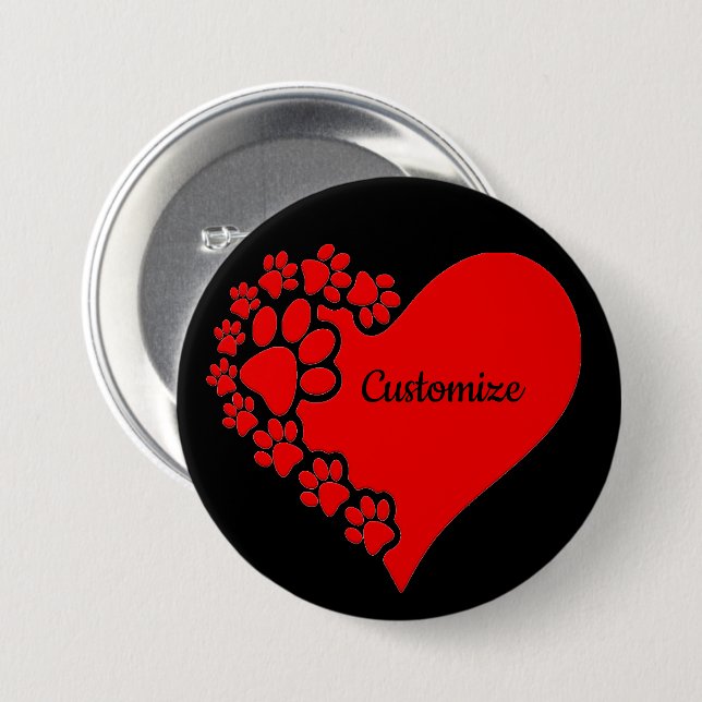 Personalized Pet Love Heart 7.5 Cm Round Badge (Front & Back)