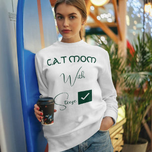 Personalized Pet Lover Green Script Funny Cat Mom Sweatshirt
