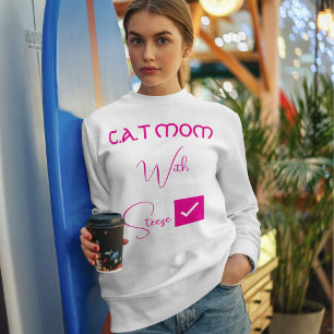 Personalized Pet Lover Pink Script Funny Cat Mom Sweatshirt