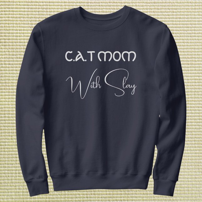 Personalized Pet Lover Script Cat Mom Navy Blue Sweatshirt (Creator Uploaded)