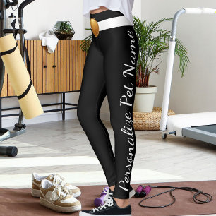 Personalized Pet Lover Script Text Black And White Leggings