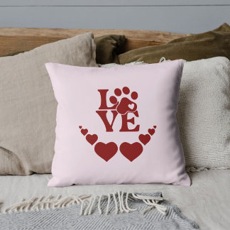 Personalized Pet Lovers Red Heart Valentine's Day Cushion