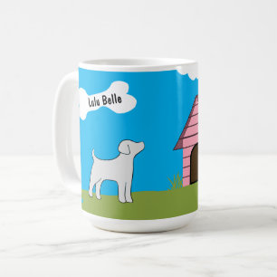 Personalized Pet Name of Dog with Pink Dog house Coffee Mug