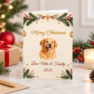 Personalized Pet Photo Christmas Card with Name