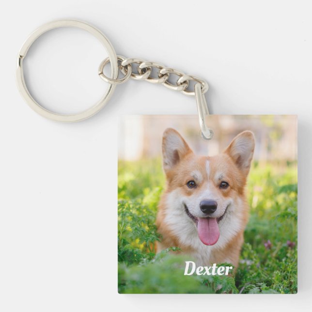 Personalized Pet Photo Dog Lover Keepsake Key Ring (Front)