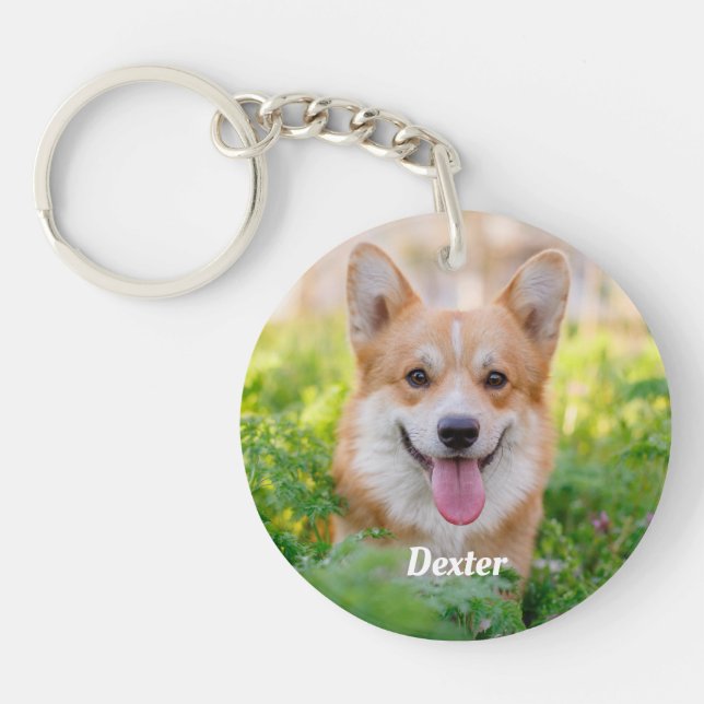 Personalized Pet Photo Dog Lover Keepsake Key Ring (Front)