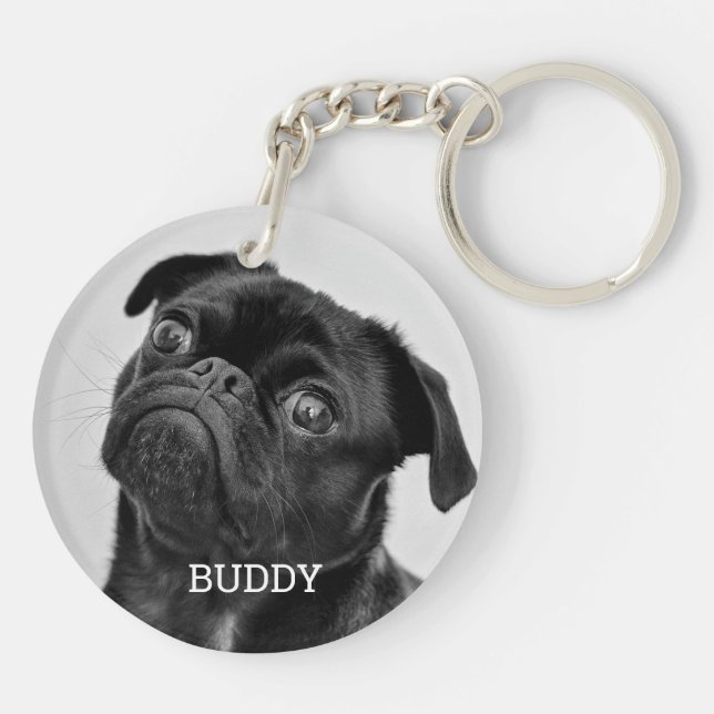 Personalized Pet Photo Dog Lover Keepsake Key Ring (Back)