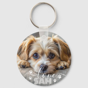 Personalized pet photo dog lover keepsake name  key ring