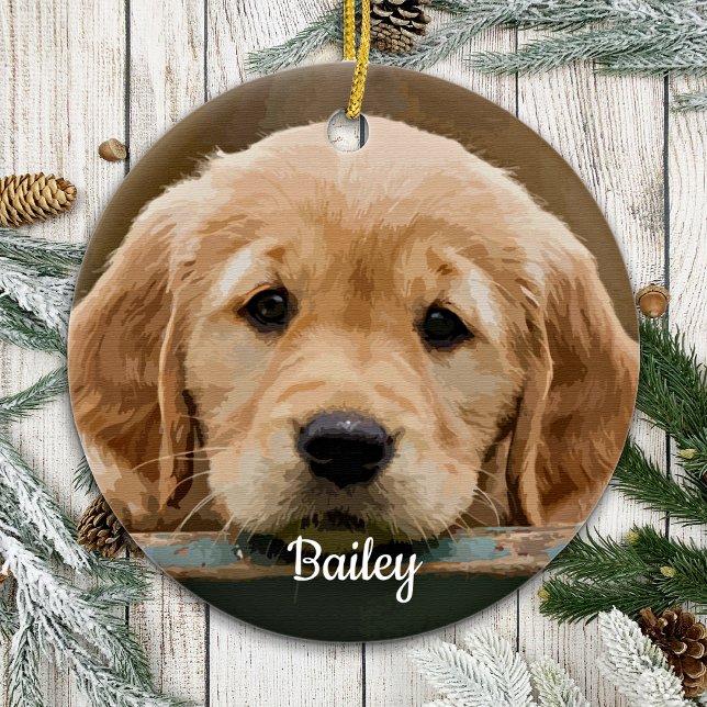 Personalized Pet Photo Dog Lover Memorial Ceramic Tree Decoration (Creator Uploaded)