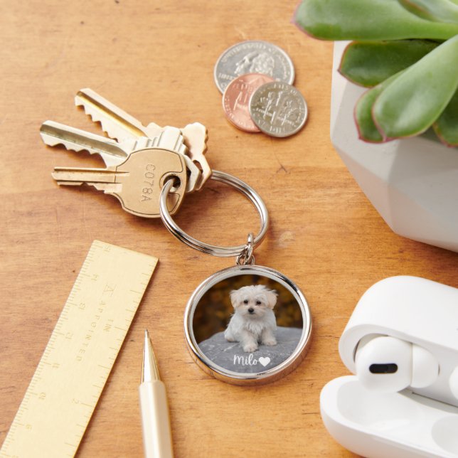 Personalized Pet Photo Keychain with Name (Desk)