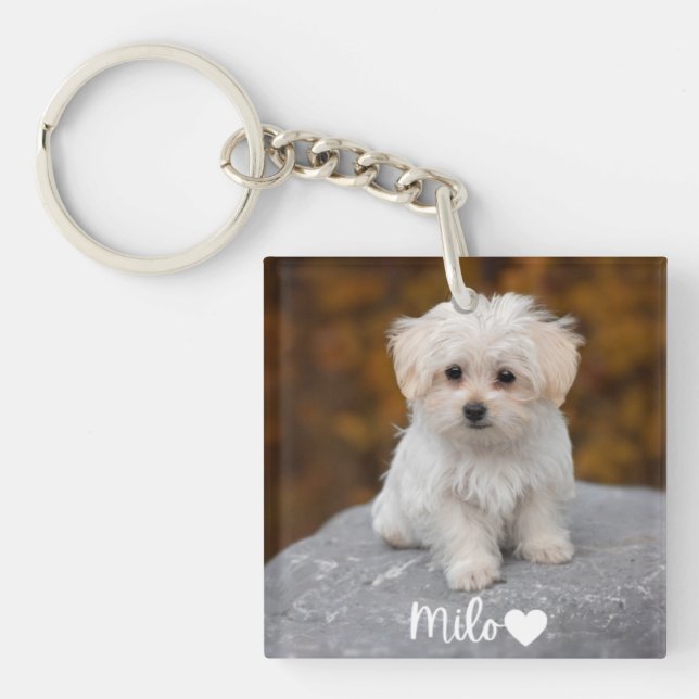 Personalized Pet Photo Keychain with Name (Front)