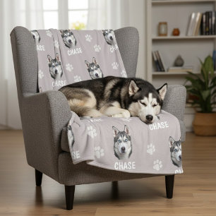 Personalized Pet Photo Name Dog Fleece Blanket