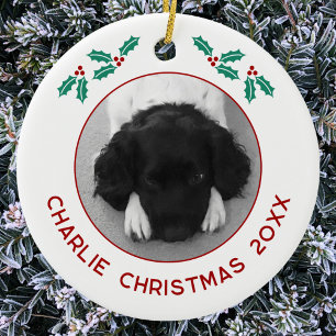 Personalized Pet Puppy Dog Christmas Photo Ceramic Tree Decoration