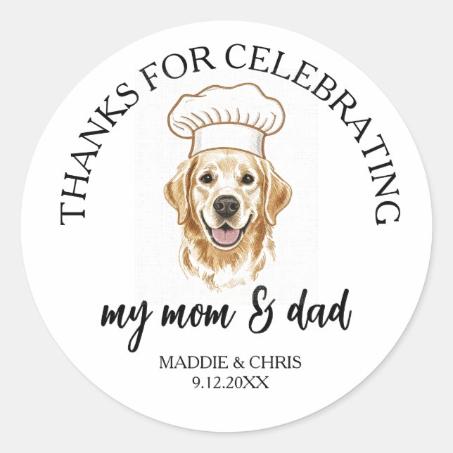 Personalized Pet – Thanks Celebrating My Mom & dad Classic Round Sticker (Front)