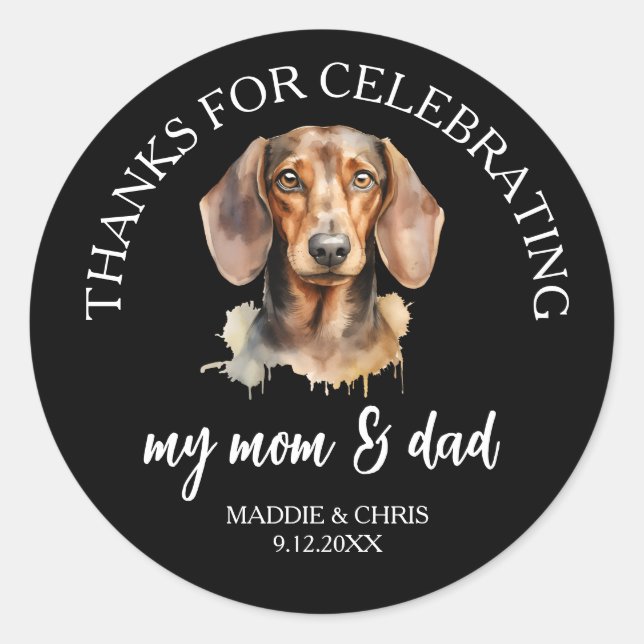 Personalized Pet – Thanks Celebrating My Mom & dad Classic Round Sticker (Front)