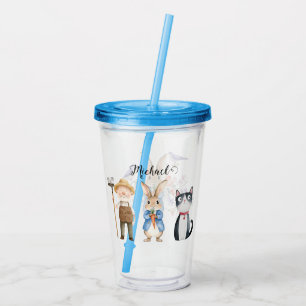 Personalized Peter Rabbit with Birds & Blossoms  Acrylic Tumbler