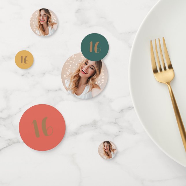 Personalized Photo 16th Birthday Retro Vintage Confetti (Group)
