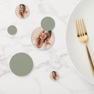 Personalized Photo 16th Birthday Sage Green Confetti