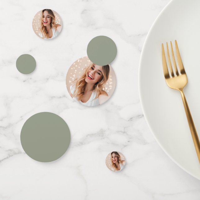 Personalized Photo 16th Birthday Sage Green Confetti (Group)
