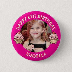 Personalized Photo, Age and Name Birthday 6 Cm Round Badge