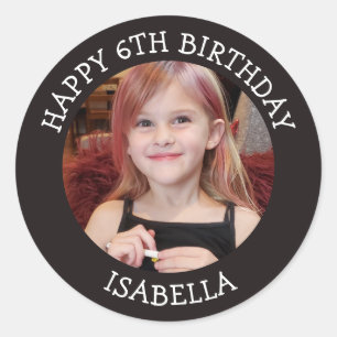 Personalized Photo, Age and Name Birthday Classic Round Sticker