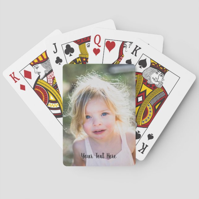 Personalized Photo and Cute Script Text Playing Cards (Back)