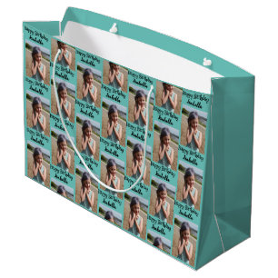Personalized Photo and Name Birthday Wrap Large Gift Bag