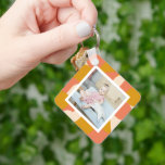 Personalized Photo and Pattern Key Ring<br><div class="desc">Make a Personalized Photo keepsake keychain from Ricaso - with patterned background and white frame - photo keepsake gifts</div>