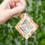 Personalized Photo and Pattern Key Ring<br><div class="desc">Make a Personalized Photo keepsake keychain from Ricaso - with patterned background and white frame - photo keepsake gifts</div>