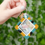 Personalized Photo and Pattern Key Ring<br><div class="desc">Make a Personalized Photo keepsake keychain from Ricaso - with patterned background and white frame - photo keepsake gifts</div>