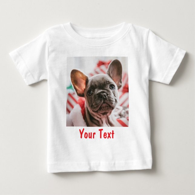 Personalized Photo and Text Funny Baby T-Shirt (Front)
