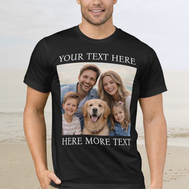Personalized Photo and Text Or Name Elegant Serif T-Shirt (Creator Uploaded)
