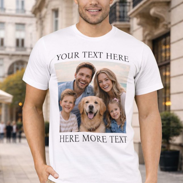 Personalized Photo and Text Or Name Elegant Serif T-Shirt (Creator Uploaded)